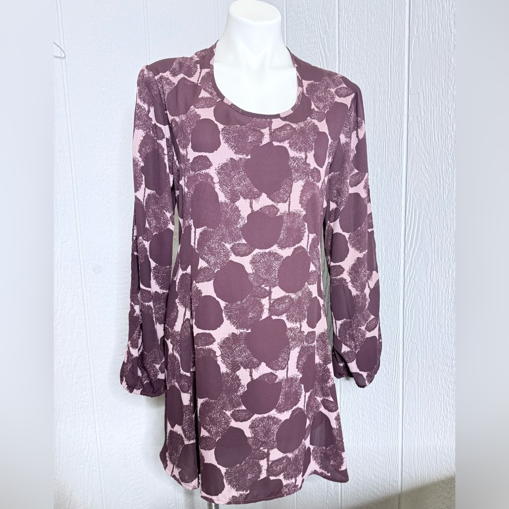 Bar III Long Sleeve Purple Patterned Dress